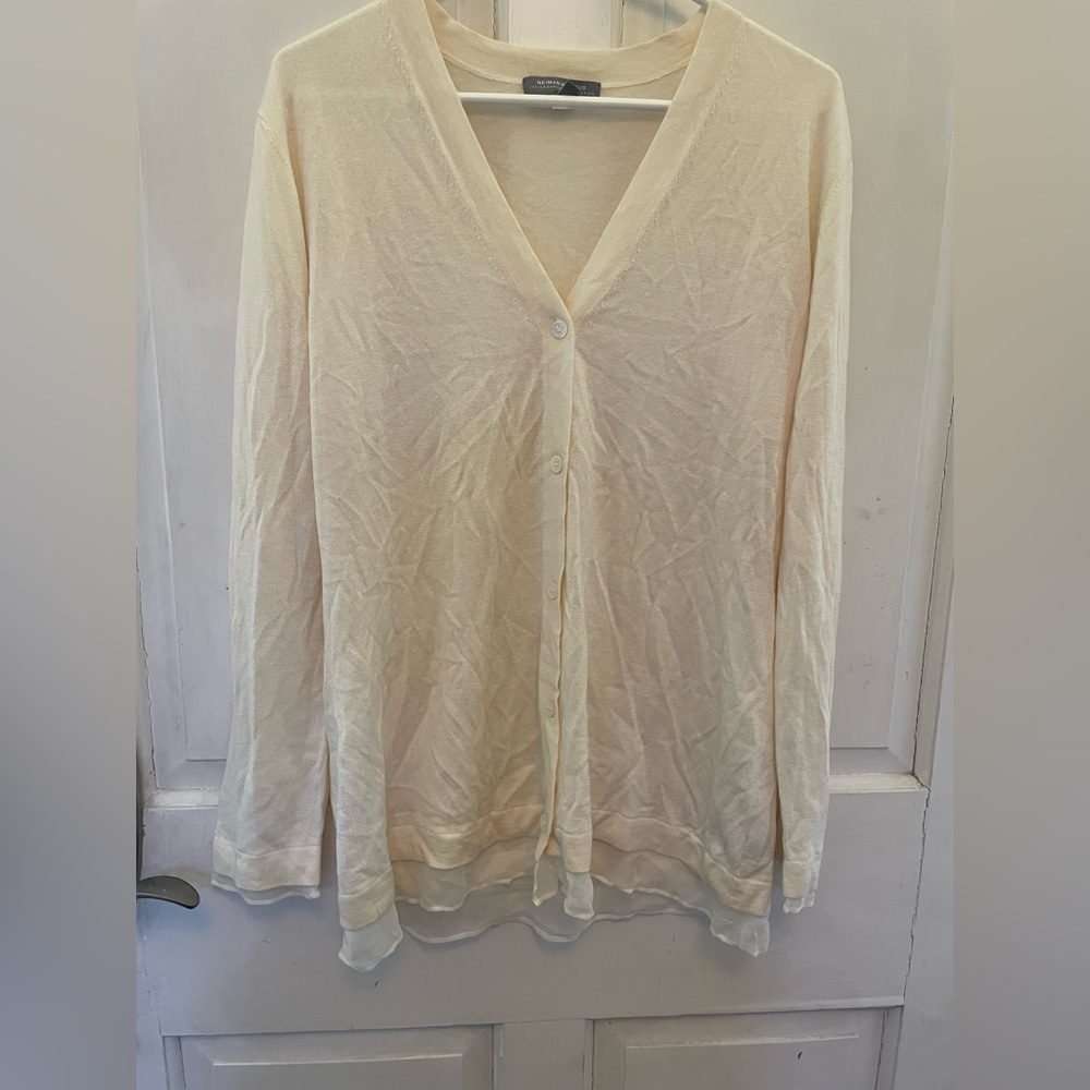 Off-white Silk/Cashmere/Wool Blend Cardigan